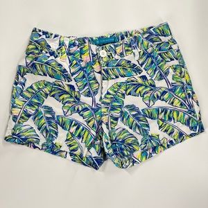 Tori Richard Honolulu Hawaiian Tropical Palm Beach White Shorts Like New EUC 4